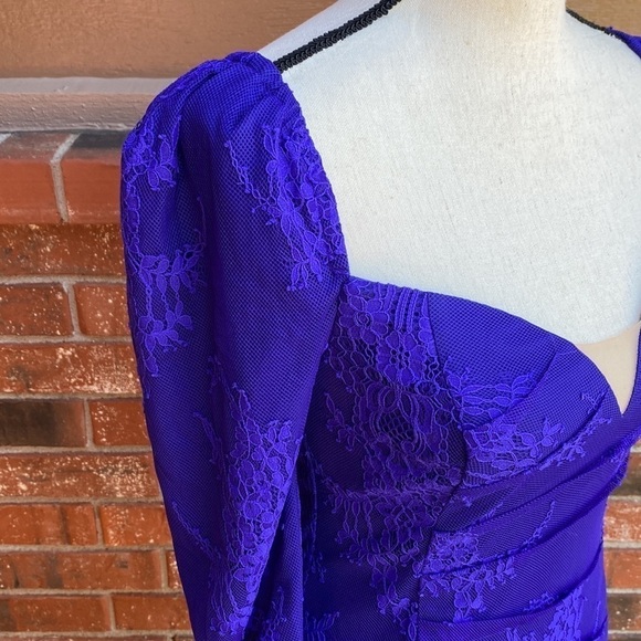 X by NBD Blue Embroidered Lace Overlay Body Con Dress Size XS - Picture 5 of 10